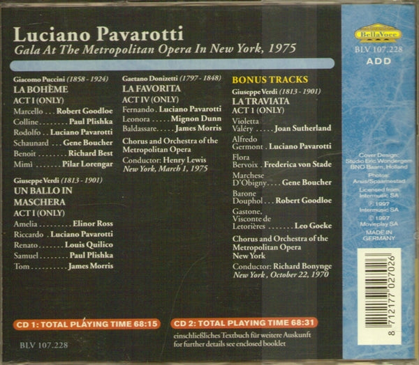 Luciano Pavarotti Gala at The Metropolitan Opera in New York 1975 - Excerpts from LA BOHÈME, UN BALLO IN MASCHERA & LA FAVORITA.