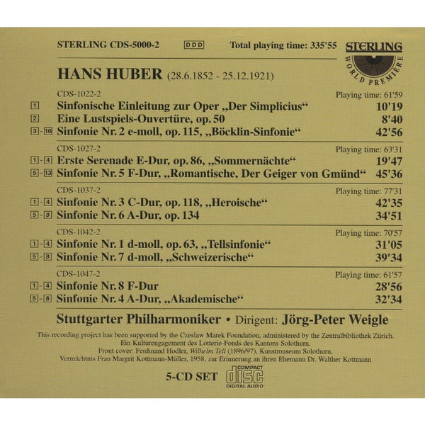 Hans Huber (1852-1921): Sympnonies No. 1-8.  Orchestral Works.