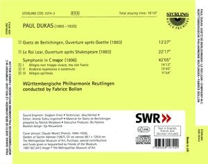 Paul Dukas (1865-1935): Goetz De Berlichingen. Le Roi Lear. Symphony in C major.