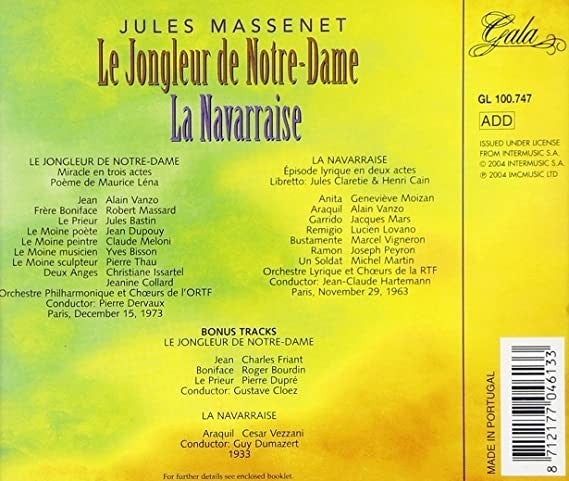 Massenet: LE JONGLEURDE NOTRE DAME/Massenet: LA NAVARRAISE