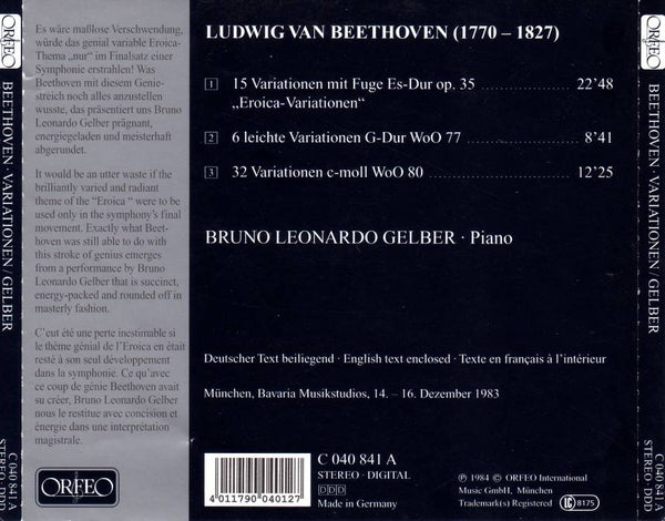 Bruno Leonardo Gelber - Beethoven: Eroica Variations