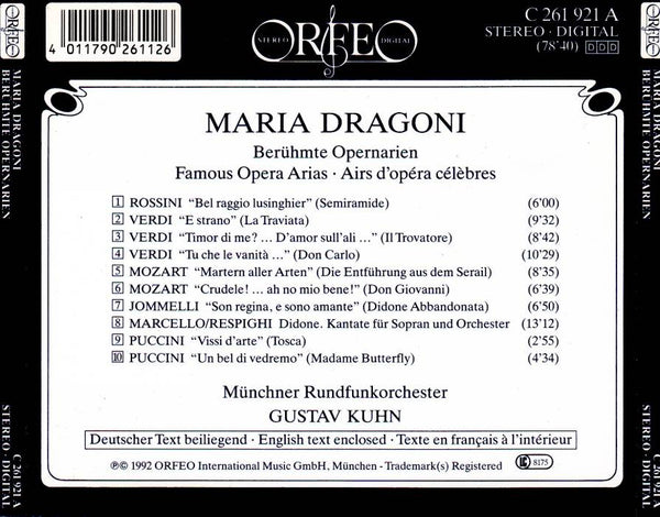 Maria Dragoni sings Arias from Semiramide, La Traviata, Don Carlo, Il Trovatore, Don Giovanni, Die Entführung aus dem Serail, Tosca & more.