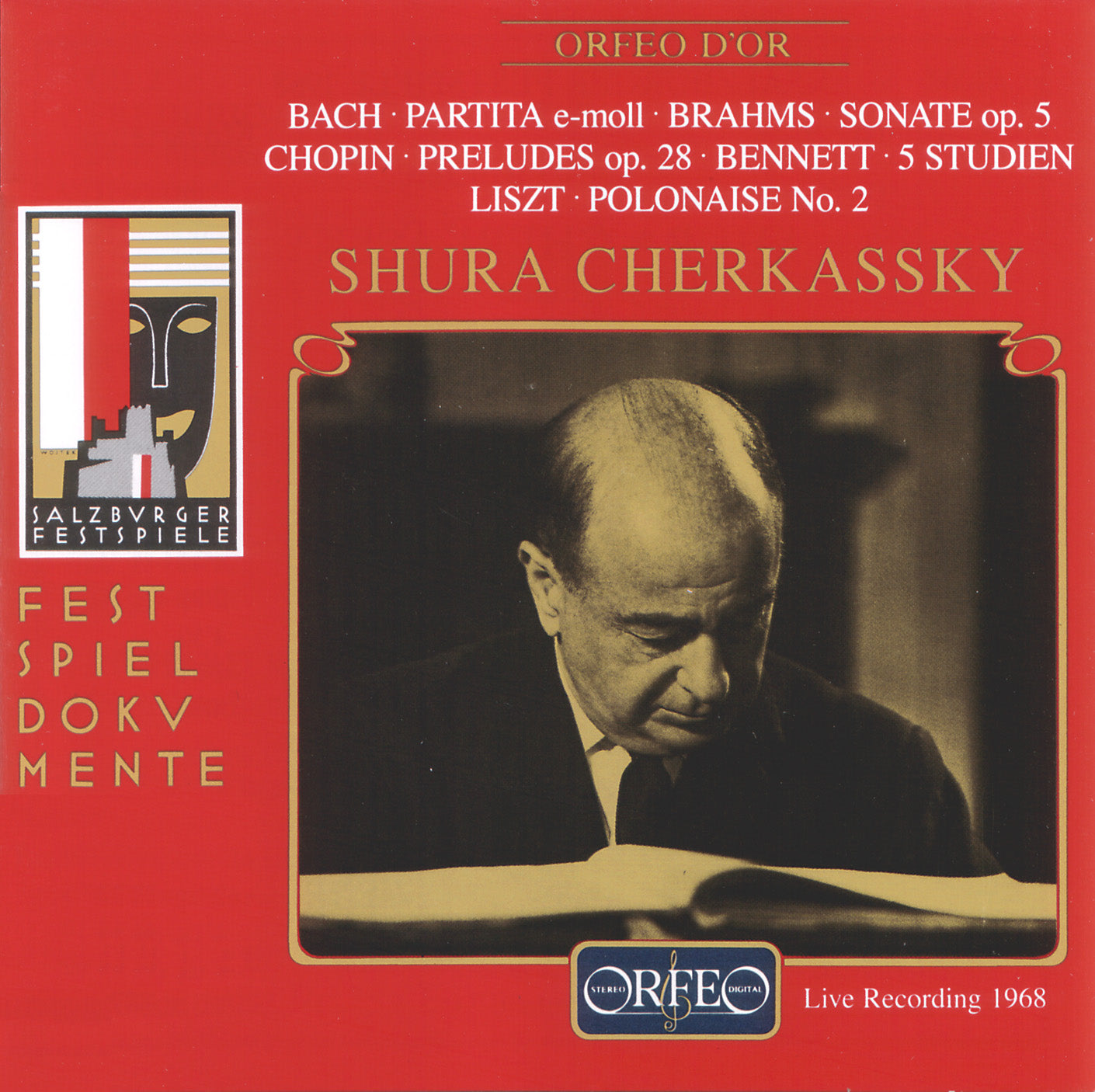 Shura Cherkassky Live Recital 1968 - Bach: Partita BWV 830. Brahms: Sonata, Op.5 Chopin: 24 Préludes, Op. 28. Bennet: 5 Études.