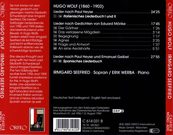 Irmgard Seefried - Wolf: Italienisches Liederbuch I & II