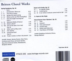 Britten Choral Works - Spring Symphony. Hymn to St. Cecilia. Choral Dances from 'Gloriana'