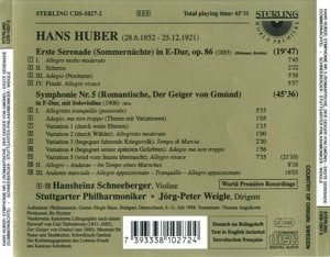 Hans Huber (1852-1921):  Symphony No 5/ Serenade