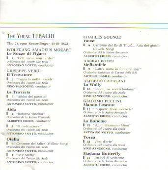 The Young Tebaldi - Opera Arias 1949-1952 - Arias from Aida, Otello, Tosca, Mefistofele, La Traviata, Il Trovatore, La Wally & more