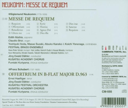 Neukomm (1778-1858): Requiem. Schubert: Offertrim in B-flat, D.963.