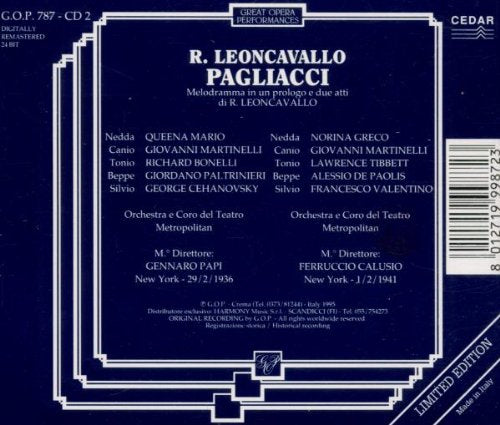 Leoncavallo: PAGLIACCI (2 versions)