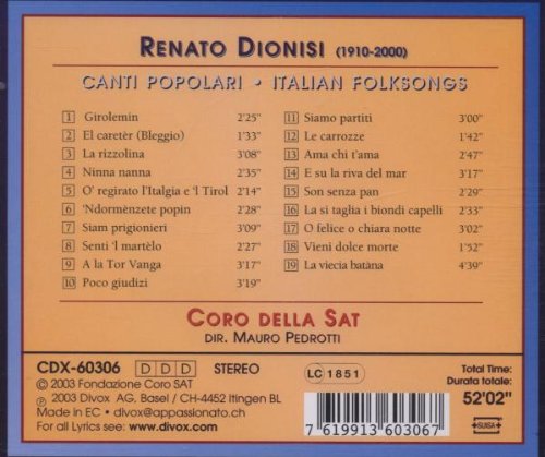 Renato Dionisi (1910-2000): Italian Folk Songs