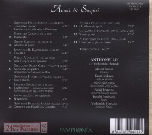 Amori e Sospiri - Works by Caccini, Cazzati, Piccinini, Falconieri, Strozzi, Uccellini & others