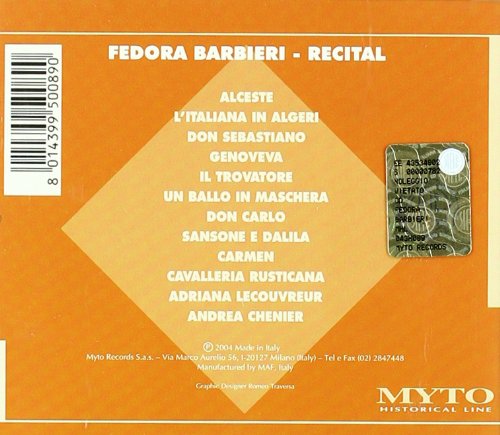 Fedora Barbieri Recital 1947-53: Arias from Alceste,  Il Trovatore, Don Sebastiano, Don Carlo, Carmen, Andrea Chenier, Samson et Dalila & more