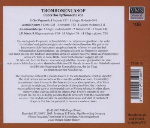 Wagenseil,  Leopold Mozart, Albrechtsberger & Frisch: Trombone Concertos