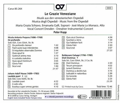 Le Grazie Veneziane - Music from the Ospedali by Porpora, Hasse & Galuppi