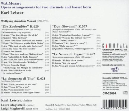 Mozart: Opera Arrangements for Two Clarinets and Basset Horn