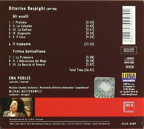 Respighi: Gli Uccelli. Il Tramonto. Trittico Botticelliano.