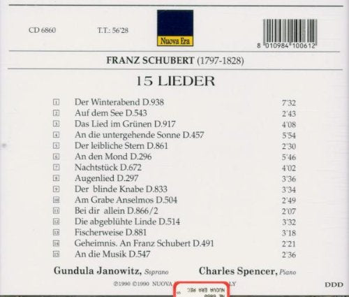 SCHUBERT: 15 Lieder