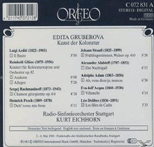 Edita Gruberova - The Art Of Coloratura: Arias by Adam, Alabieff, Arditi, Delibes, Glière, Rachmaninov, Proch & more.