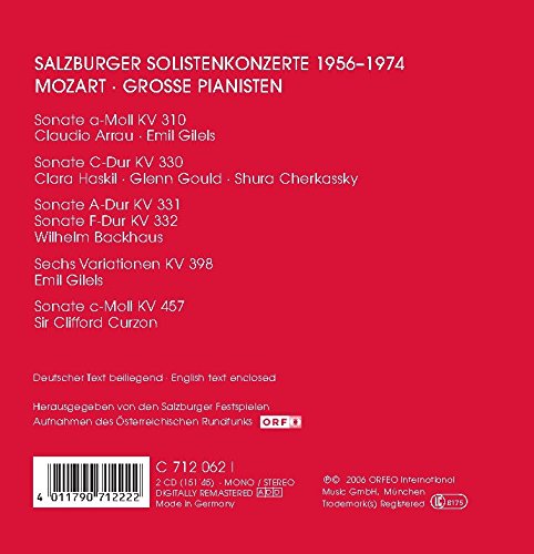 Mozart: Piano Sonatas / Arrau; Gilels; Haskil; Gould; Cherkassky; Backhaus; Curzon