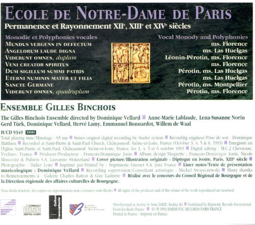 Ecole de Notre-Dame de Paris in the 12th, 13th & 14th Centuries