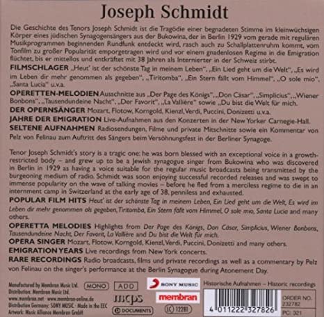 Joseph Schmidt  - A Stars Falls from Heaven