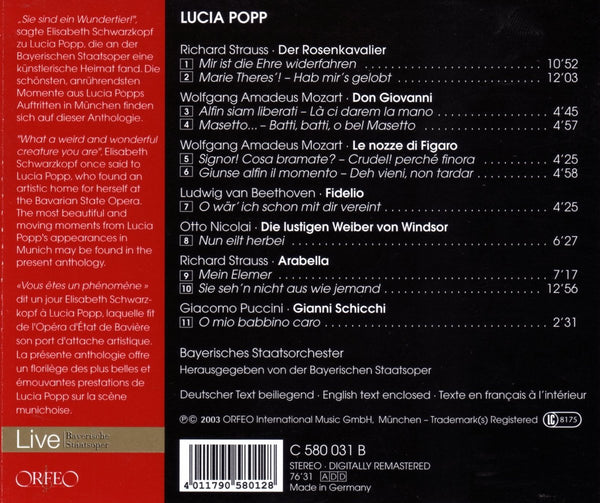 Lucia Popp - Opera Arias from Don Giovanni, Der Rosenkavalier, Le Nozze di Figaro, Fidelio,  Arabella & more