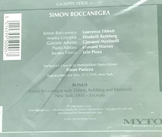 Verdi: SIMON BOCCANEGRA