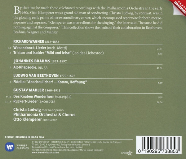 Brahms: Alt-Rhapsodie/ Wagner: Wesendonck-Lieder/ Mahler: 5 Lieder