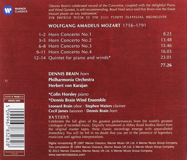 Mozart: Horn Concertos Nos. 1-4. Quintet for Piano & Winds.