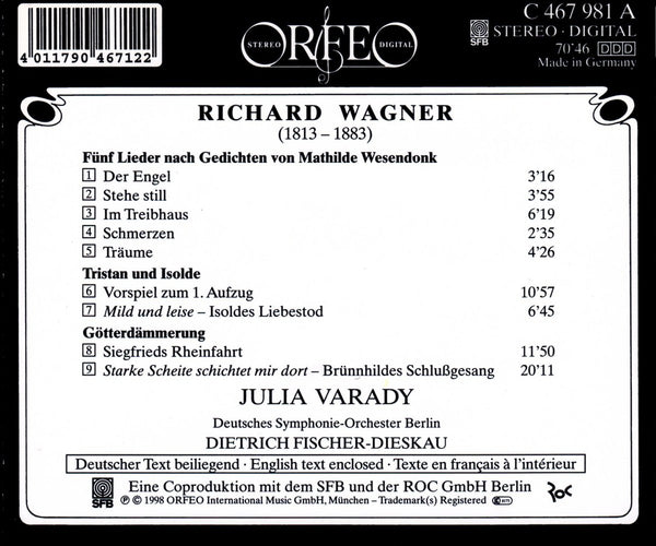 Julia Varady - Wagner: Wesendonk-Lieder. Scenes from Tristan und Isolde & Götterdämmerung