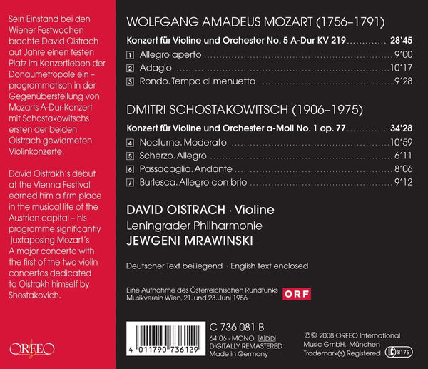 David Oistrach - Mozart: Violin Concerto No.5 Kv 219/ Shostakovitch: Violin Concerto No. 1