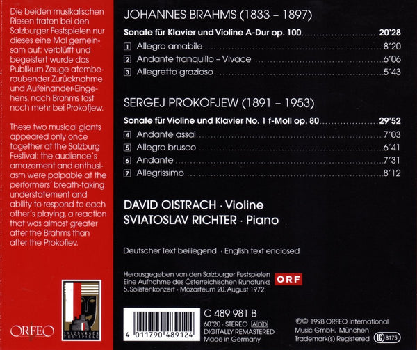 Brahms/ Prokofiev: Violin Sonatas