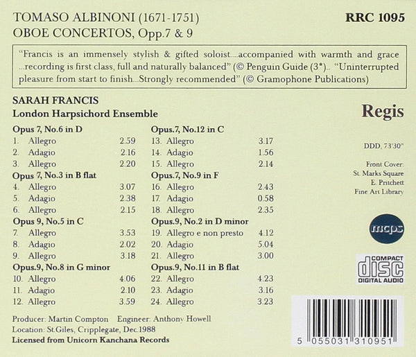 Albinoni: Oboe Concertos Opp. 7 & 9