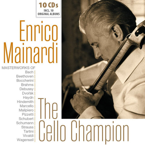 Enrico Mainardi - The Cello Champion. Features pieces by Hindemith, Dvorak, Beethoven, Schubert, Tartini, Boccherini, Marcello, Bach, Brahms, Debussy, Strauss & more.