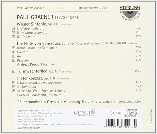 Paul Graener (1872-1944): Wiener Sinfonie. Die Flöte von Sanssouci. Flute Concerto.