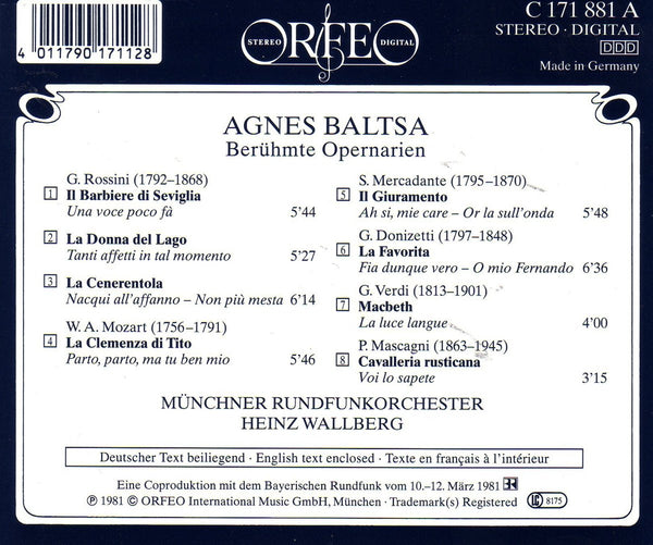 Agnes Baltsa - Famous Opera Arias from Il Barbiere di Siviglia, La Donna del Lago, La Cenerentola, La Clemenza di Tito, La Favorita, Macbeth &  more.