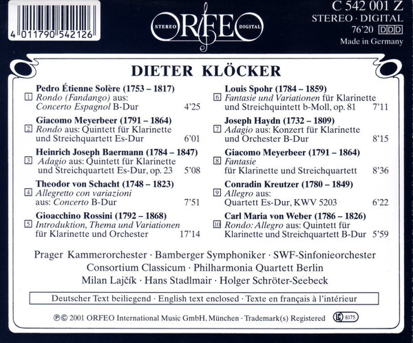 Dieter Klöcker - Art Of The  Clarinet