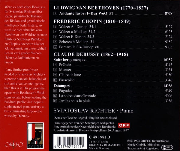 Sviatoslav Richter Plays Beethoven, Chopin Debussy
