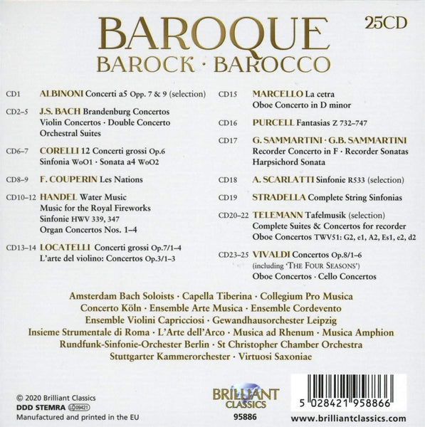 BAROQUE - Works by Albinoni, Vivaldi, Telemann, Bach, Couperin, Sammartini, Marcello, Handel, Purcell, Sammartini, Locatelli, Alessandro Scarlatti & Stradella - 25 CD set