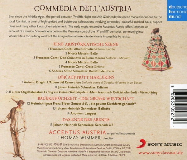 Commedia Dell'Austria  - Works by Conti, Mattei, Schmelzer, Dragji & Biber