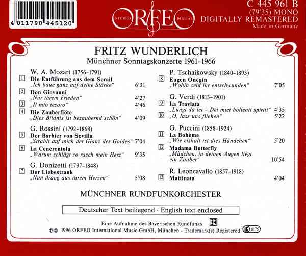 Fritz Wunderlich - Opera Arias by Mozart, Rossini, Donizetti, Tchaikovsky & more