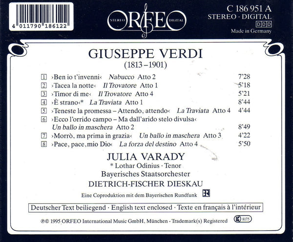 Julia Varady - Verdi Heroines. Arias from La Traviata, Il Trovatore, Nabucco, Un Ballo in Maschera & La Forza del Destino.