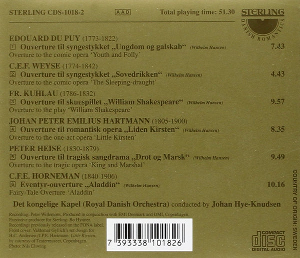 Romantic Danish Overtures by Du Puy, Weyse, Kuhlau, Hartmann, Heise & Horneman