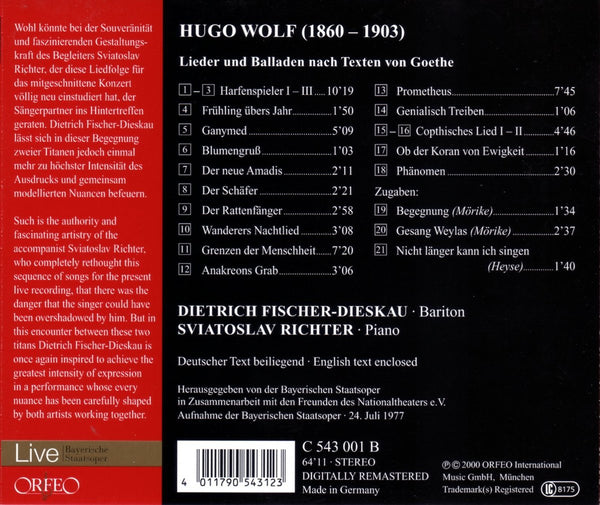 Dietrich Fischer-Dieskau - Wolf: Goethe-Lieder