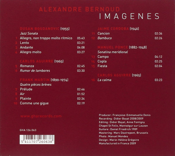 Imagines - Works by Dusan Bogdanovic, Frank Martin, Carlos Aguirre, Manuel Ponce & Jaime Cordoba.