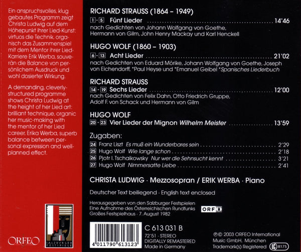 Christa Ludwig - R. Strauss & Wolf Lieder