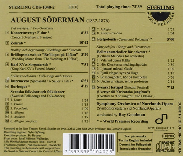 August Söderman (1832-1876): Orchestral Music Volume 2