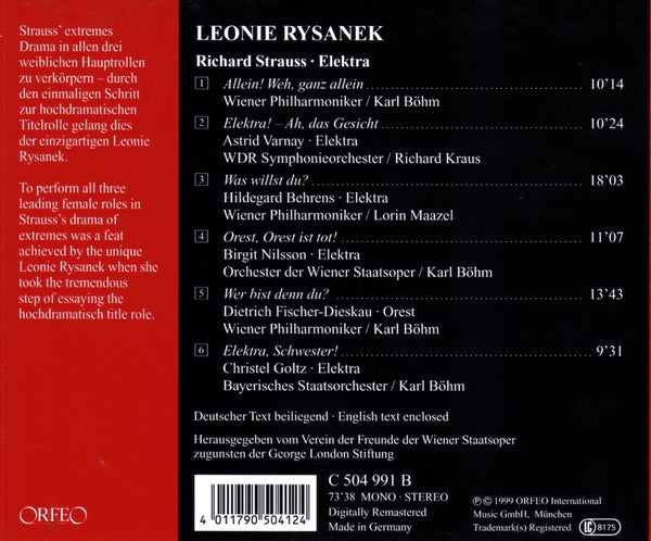 R. Strauss: ELEKTRA - Leonie Rysanek as Elektra, Chryosthemis & Klytämenstra