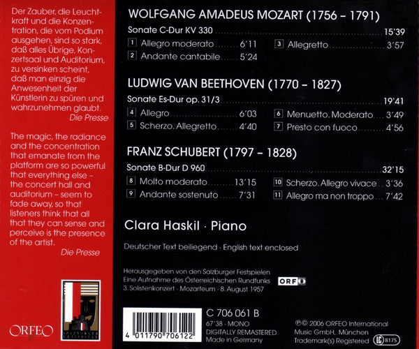 Clara Haskil - Mozart; Beethoven; Schubert