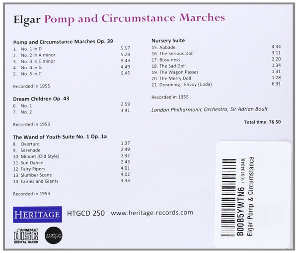 Elgar: Pomp and Circumstance Marches 1-5. Dream Children. The Want of Youth. Nursery Suite.